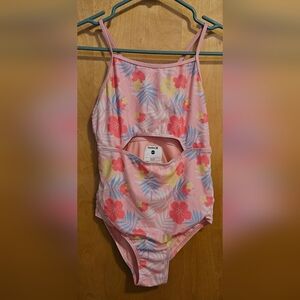 Hurley Girls Pink Floral One Piece Swimsuit 10/12